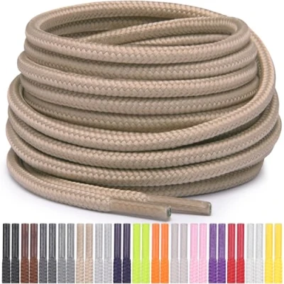 Abbildung von Miscly Schnürsenkel Rund Reißfest für Sportschuhe, Sneaker und Stiefel, Ø 4 mm (69 cm, Khaki)