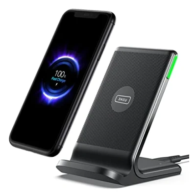 Abbildung von INIU Wireless Charger, 15 W Kabelloses Ladegerät Schnelle Kabellose Ladestation mit Schlaffreundlichem Adaptivem Licht Holder für iPhone 14 13 12 11 Pro XR XS X 8 Plus Samsung Galaxy S22 S21 Google LG