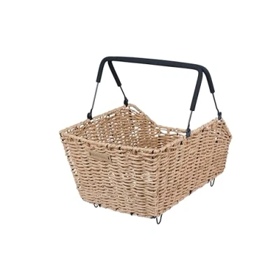 Abbildung von Basil Cento Rattan Look Multi System Fahrradkorb Hinten, 22L, Seagrass, Wetterfest, inkl. NX Boden, passend für alle gängigen Gepäckträgersysteme (MIK, Racktime, Cube Acid)