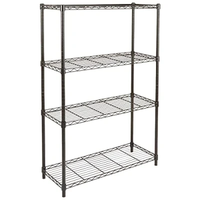 Abbildung von Amazon Basics Aufbewahrungseinheit mit 4 Regalböden, höhenverstellbaren Einlegeböden und Nivellierfüßen, max. Gewicht 640 kg, Schwarz, 35.5 x 91.4 137.1 cm (T B H)