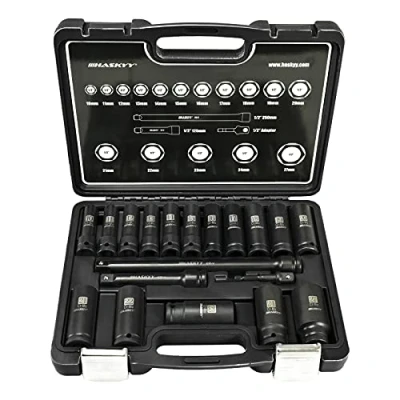 Abbildung von HASKYY Steckschlüssel Schlagschrauber Nüsse Satz 10 27mm 19 tlg 1/2 in Box