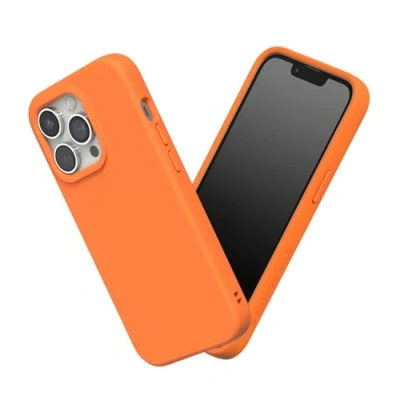 Abbildung von RhinoShield Hülle kompatibel mit [iPhone 14 Pro Max] SolidSuit Stoßdämpfende &amp; schlanke Schutzhülle Premium Finish 3.5 Meter Fallschutz Neon Orange
