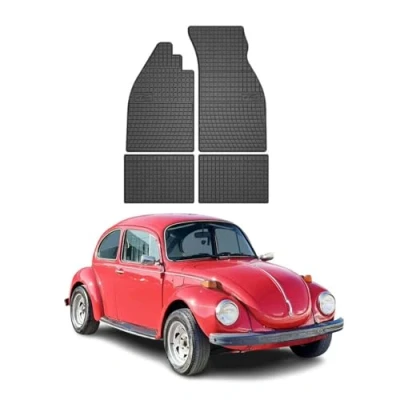 Abbildung von OMAC Gummi Fußmatten kompatibel mit VW Beetle 1980 2003 Automatten Schwarz 4tlg