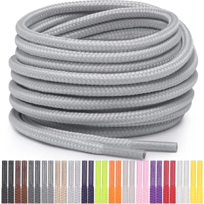 Abbildung von Miscly Schnürsenkel Rund Reißfest für Sportschuhe, Sneaker und Stiefel, Ø 4 mm (183 cm, Hellgrau)