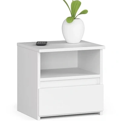 Abbildung von AKORD Nachttisch mit Schublade Nachtkommode, Nachtkästchen Schlafzimmer Schrank B40 x H40 T35 cm Weiß