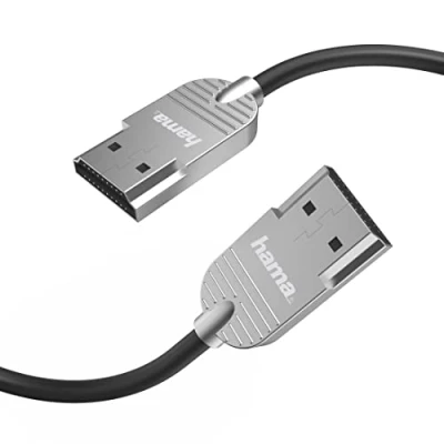 Abbildung von Hama HDMI Kabel 1 m lang Ultra HD 4K (High Speed Cable HDR, HEC, ARC, Monitorkabel mit Metallstecker im Slim Design, Verbindung von PC/Notebook Monitor, TV, Beamer, Playstation, XBOX)