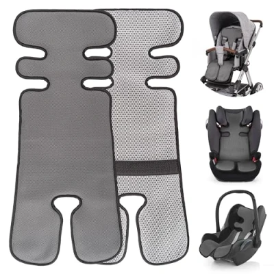 Abbildung von Zamboo Kinderwagen Sitzauflage Universal Grau, Sommer Sitzeinlage für Kinderwagen, Buggy, Kindersitz &amp; Babyschale
