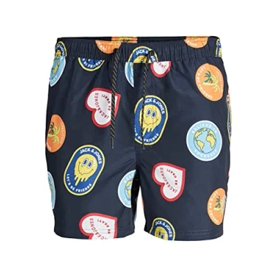 Abbildung von JACK &amp; JONES Men&#039;s JPSTFIJI JJSWIM BIG Prints Badeshorts, Navy Blazer, M