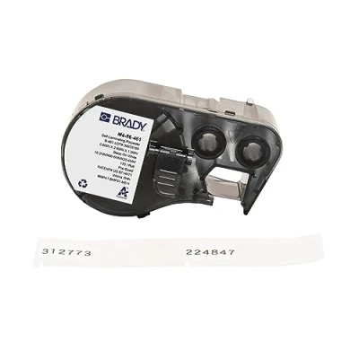 Abbildung von Brady Selbstlaminierender Polyester Vorgefertigte Etiketten für Etikettendrucker BMP41/BMP51/BMP53/M511 120 Klebeetiketten Schwarz auf Weiß, Transparent (66,68 mm (B) x 15,24 (H)) M4 86 461