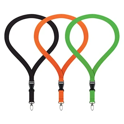 Abbildung von webbomb 3x Schlüsselband Lanyard Schlüsselbänder Set Bunt 3 Stück Umhängeband mit abnehmbarer Schnalle &amp; Karabinerhaken für Schlüssel Ausweishalter Schlüsselanhänger (Schwarz Orange Grün)