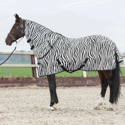 Abbildung von Harry&#039;s Horse Fliegendecke mit losem Nackenzebra Zebra Unterlänge: 175 cm &amp; Rückenlänge: 125