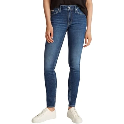 Abbildung von Calvin Klein Damen Jeans Hose Mid Rise Skinny Fit, Blau (Denim Dark), 34W/25L