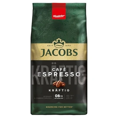 Abbildung von Jacobs Café Espresso Kaffeebohnen 1kg Kräftig, Würzig, Arabica &amp; Robusta Bohnen, Intensität 8/10, ideal für