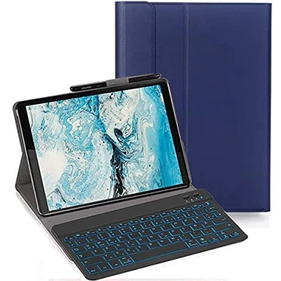 Abbildung von YHFZR Tastatur Hülle für Lenovo Tab M8, [Deutsches QWERTZ] Ultraslim mit 7 Farben Beleuchtung Kabellose Schützhülle M8 (TB 8705F/TB 8505F/TB 8505X) 8&#039;&#039;, Blau