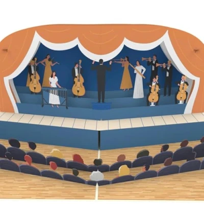 Abbildung von MOKIO® Pop Up Karte Orchester 3D Geschenkkarte für einen Konzertbesuch, als Grußkarte zum Geburtstag