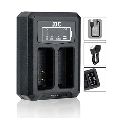 Abbildung von BLN 1 USB Dual Akku Ladegerät Adapter für Olympus OM D E M1, M5, M5 Mark II, P5, PEN F Digitalkamera