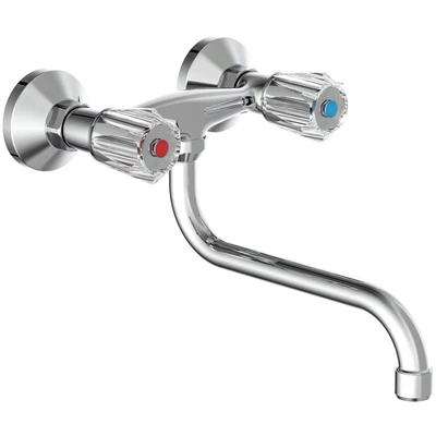 Abbildung von Schütte Spültischarmatur &quot;Brillant&quot;, schwenkbarer Wasserhahn Küche für Wandmontage, Chrom, Hochdruck