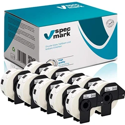 Abbildung von specmark 10 Rollen Einzeletiketten kompatibel mit Brother DK 11218 Ø 24mm 1000 Stück Etiketten für allen QL Etikettendruckern 570 700 800