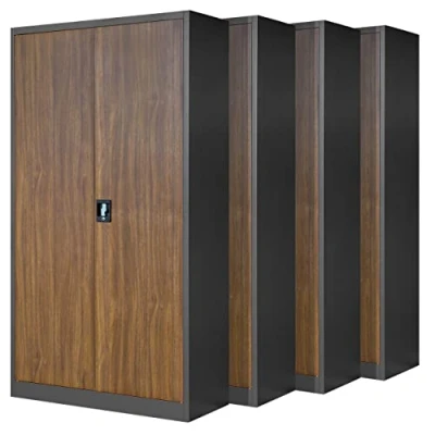 Abbildung von Jan Nowak 4er Set Aktenschrank C001H Büroschrank Metallschrank Stahlschrank Werkzeugschrank Stahlblech Pulverbeschichtet Flügeltürschrank Abschließbar 195 cm x 90 40 (anthrazit/holzoptik)