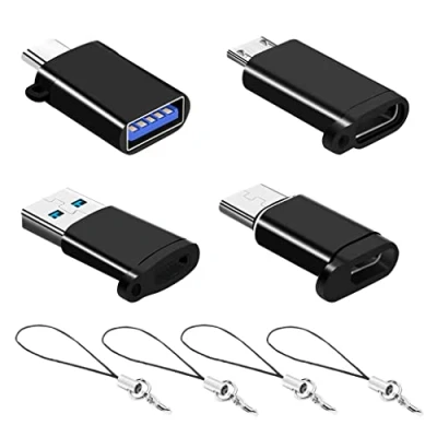 Abbildung von YRIKE USB C Adapter (4 Stück) auf 3.0 Adapter, Micro USB, OTG mit Lanyard, kompatibel MacBook, Handy, Typ Geräten