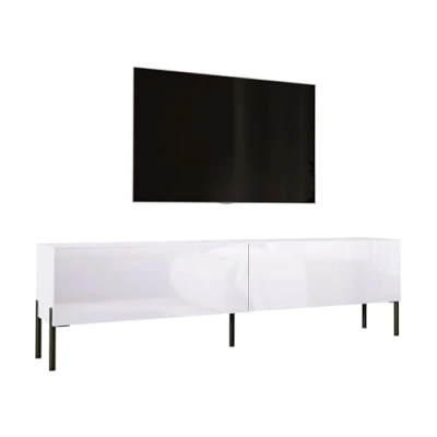 Abbildung von 3E 3xE living.com TV Schrank in Weiß Matt/Weiß Hochglanz mit Beinen Schwarz, A: B: 170 cm, H: 52 T: 32 cm