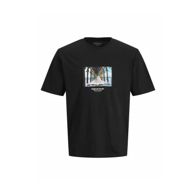 Abbildung von Jack &amp; Jones Jorvesterbro Picture CREW NECK Tshirt print, Herren, Größe: XS, Black