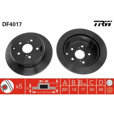 Abbildung von TRW DF4017 Bremsscheibe 291 18 5 114 Belüftet lackiert TOYOTA: Supra III