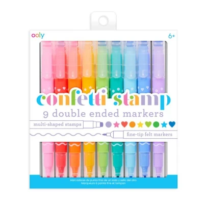 Abbildung von OOLY Confetti Stamp, 9 Stück(e), Blau, Hellblau, Hellgrün, Orange, Pink, Violett, Rot, Türkis, Gelb, 6 Jahr(e), Fibre tip, Mehrfarbig, Rund
