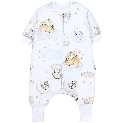 Abbildung von TupTam Baby Schlafsack mit Beinen und Ärmeln OEKO TEX zertifizierte Materialien, Winterschlafsack 2,5 TOG Unisex, Farbe: Tiere auf Wolken, Größe: 104 110