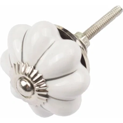 Abbildung von Good in Style Keramik Möbelknopf weiße Blume mit silbernen Streifen