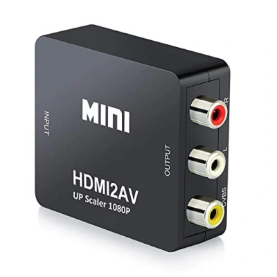 Abbildung von QGECEN HDMI auf Cinch Adapter, zu AV Konverter, RCA Video Audio Adapter Converter mit USB Ladekabel