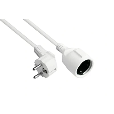 Abbildung von Good Connections Netzkabel VERLÄNGERUNG 3 m Schutzkontakt Stecker Typ E+F (CEE 7/7, gewinkelt) an Buchse F 7/3, gerade) KUPFERLEITER CU 1,50 mm² STROMKABEL Verlängerung WEISS