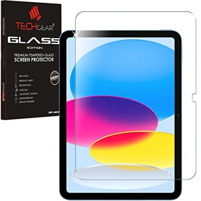Abbildung von TECHGEAR Glas iPad 10 2022 (10,9 Zoll) Displayschutzfolie aus gehärtetem schutzfolie [9H Härte] [Crystal Clarity] kompatible mit Apple 10. Generation 10.9 Neuste Modell Folie