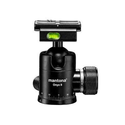 Abbildung von Mantona Onyx 8 Kugelkopf (M1 3008A) Arca Swiss kompatible Schnellwechselplatte 50 mm, professionelle Verarbeitung für DSLR, spiegellose Kamera, Systemkamera, Digitalkamera, Camcorder schwarz