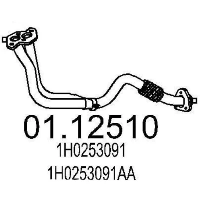 Abbildung von MTS 01.12510 Abgasrohr 810 vorne für Mittelschalldämpfer VOLKSWAGEN: GOLF 3, 2, 3 Variant, SEAT: Ibiza Cordoba I Limousine