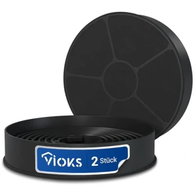 Abbildung von VIOKS Set 2x Kohlefilter Dunstabzugshaube 105mmØ Ersatz für Respekta Aktivkohlefilter MIZ0058 MIZ 0058 PKM CF130 Candy 49040890 35602288 49040117 352C66 Dunstabzugshauben