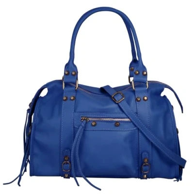 Abbildung von forty Shopper Echt Leder Damen Made in Italy Handtasche mit Nieten Henkeltasche Fransen 022214
