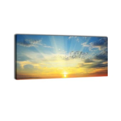 Abbildung von wandmotiv24 Leinwandbild Panorama Nr. 227 Sonnenaufgang 100x40cm, Keilrahmenbild, Bild auf Leinwand, Sonne Morgen Wolken
