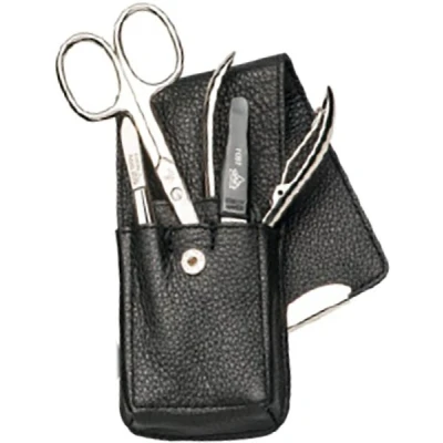 Abbildung von ERBE Maniküre Etui Stecketui mit Druckknopfverschluss aus echtem Leder, 4 tlg., bestückt Solinger Premium Stahlwaren