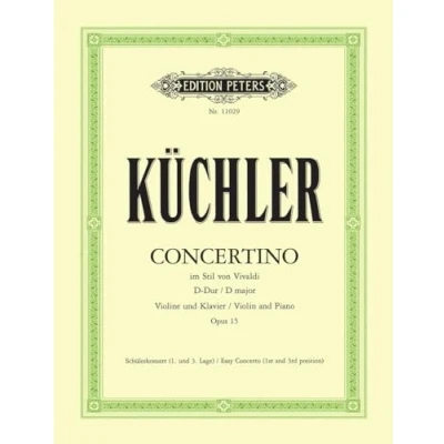 Abbildung von Concertino D Dur op. 15: im Stil von Antonio Vivaldi / Schülerkonzert 1. und 3. Lage für Violine Klavier (Edition Peters)