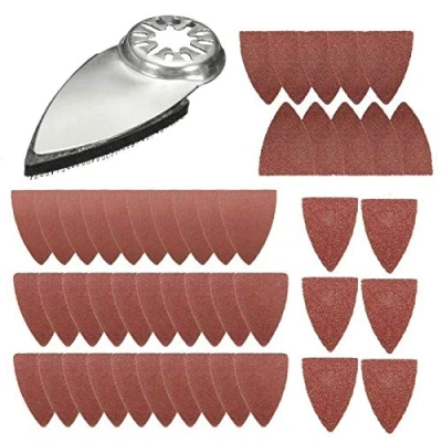 Abbildung von Fingeroszillierendes Multitool, Fingerschleifblätter Sandscheiben Kit, Schleifkissen Kits mit 50 teiligem Fingersandpapier, kompatibel für Fein Multimaster