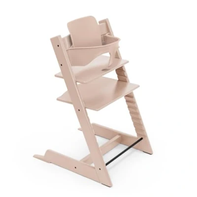 Abbildung von Stokke Tripp Trapp Hochstuhl, Serene Pink Inklusive Stuhl + Baby Set2 für Kinder von 6 36 Monaten Verstellbar, ergonomisch &amp; leicht zu reinigen