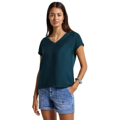 Abbildung von Street One Strukturmix Tshirt basic, Damen, Größe: 36, Türkis
