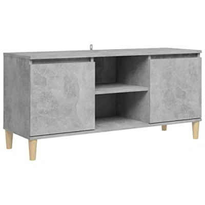 Abbildung von vidaXL TV Schrank mit Massivholz Beinen Lowboard Sideboard Fernsehschrank Fernsehtisch Möbel Tisch Board HiFi Betongrau 103,5x35x50cm