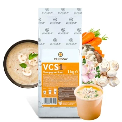 Abbildung von VENESSA VCS 1 Champignonsuppe 1kg Probierpack Cremige Instant Automatensuppe mit feiner Pilzgeschmack Löslich &amp; hohe Ergiebigkeit Für Suppenautomat