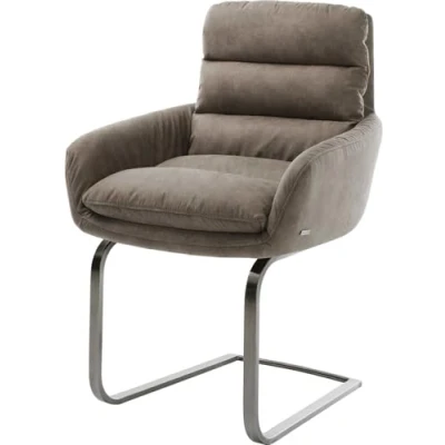 Abbildung von Freischwinger Abelia Flex mit Armlehnen Mikrofaser Taupe Vintage flach Graphit
