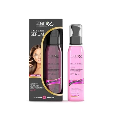 Abbildung von Zenix Keratin Protein Haar Serum 130ml zur Anti Frizz Behandlung von trockenem, sprödem &amp; strapaziertem I Haarpflege Haarkur Hair Oil Treatment Glanz Geschmeidigkeit