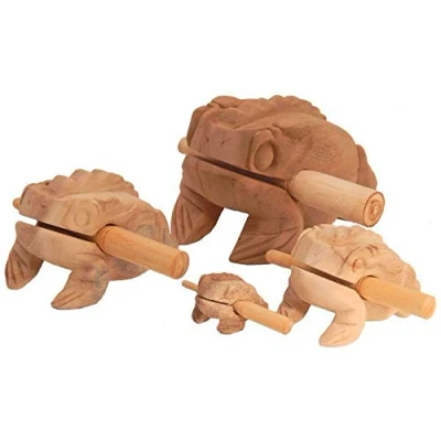 Abbildung von Woru Sound Frosch Natur aus Holz in verschiedenen Größen wählbar: 5cm 10 cm 14 oder 20 cm, Grösse:ca.