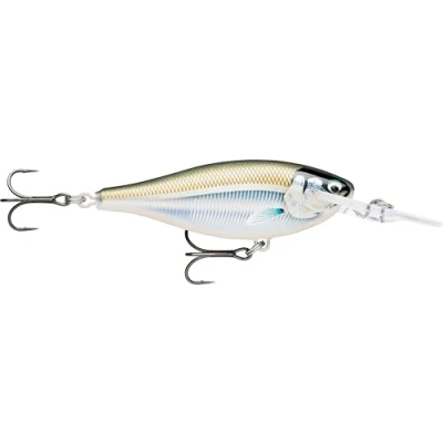 Abbildung von Rapala Shad Rap Fishing Lure Balsa Konstruktion (Blei) schwimmender Süßwasserköder Schwimmtiefe 2,7 m Größe 5,5 cm / 7g Made in Estland vergoldete Minnow