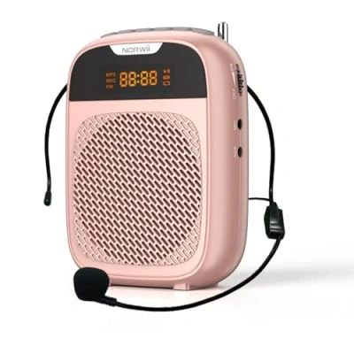 Abbildung von NORWII Mini Sprachverstärker, tragbarer wiederaufladbarer Bluetooth Lautsprecher, 4000 mAh, mit kabelgebundenem Mikrofon, Headset, PA System, persönlicher Sprachverstärker für Lehrer, Reiseleiter